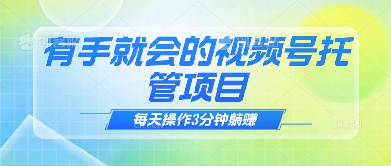 有手就会！视频号托管项目，每天操作只需3分钟，就可以躺赚-品小先项目发源地-品小先-项目发源地