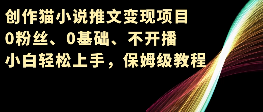 小说推文变现项目，0粉丝、0基础、不开播、小白轻松上手，保姆级教程-品小先项目发源地-品小先-项目发源地